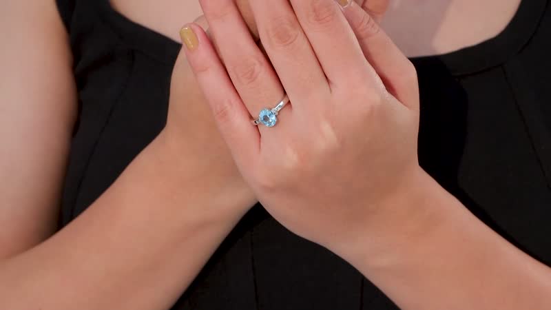 Luxoro 10K White Gold Premium Santa Maria Aquamarine, Diamond (G-H, I2) Ring (Size 6.0) 1.20 ctw