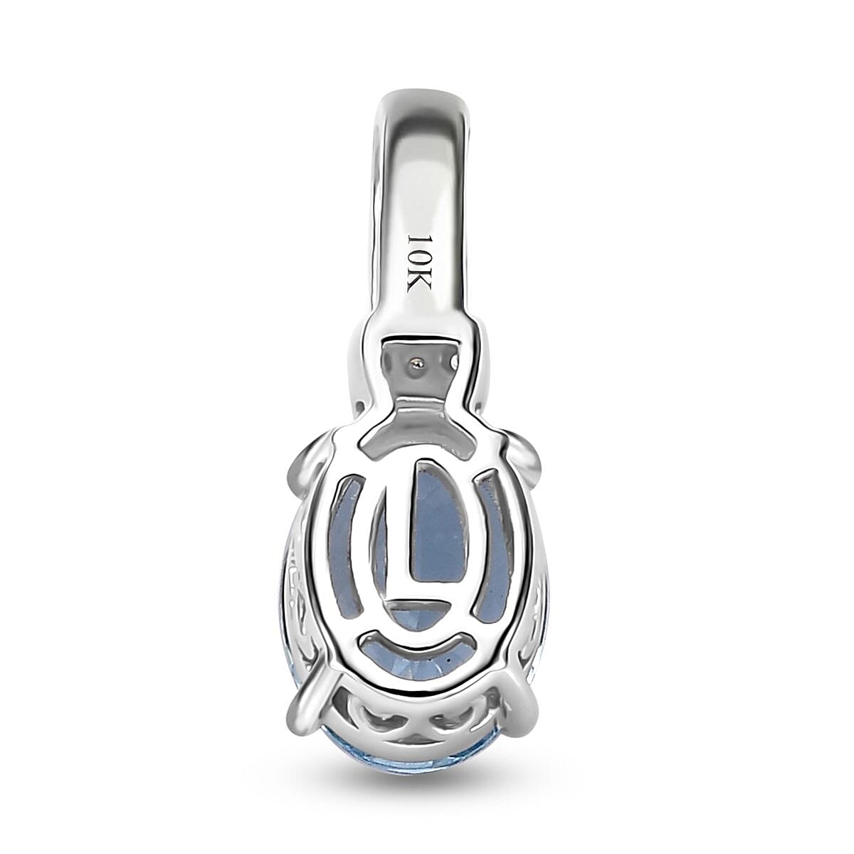 10K White Gold Premium Santa Maria de Itabira Aquamarine and G-H I2 Diamond Statement Pendant without Chain 1.20 ctw