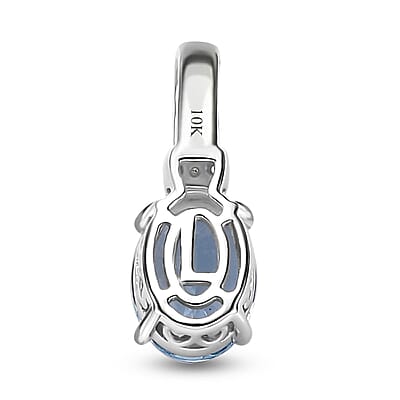 10K White Gold Premium Santa Maria de Itabira Aquamarine and G-H I2 Diamond Statement Pendant without Chain 1.20 ctw