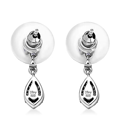 Santa Maria Aquamarine and Multi Gemstone Drop Earrings in Rhodium Over Sterling Silver 1.15 ctw