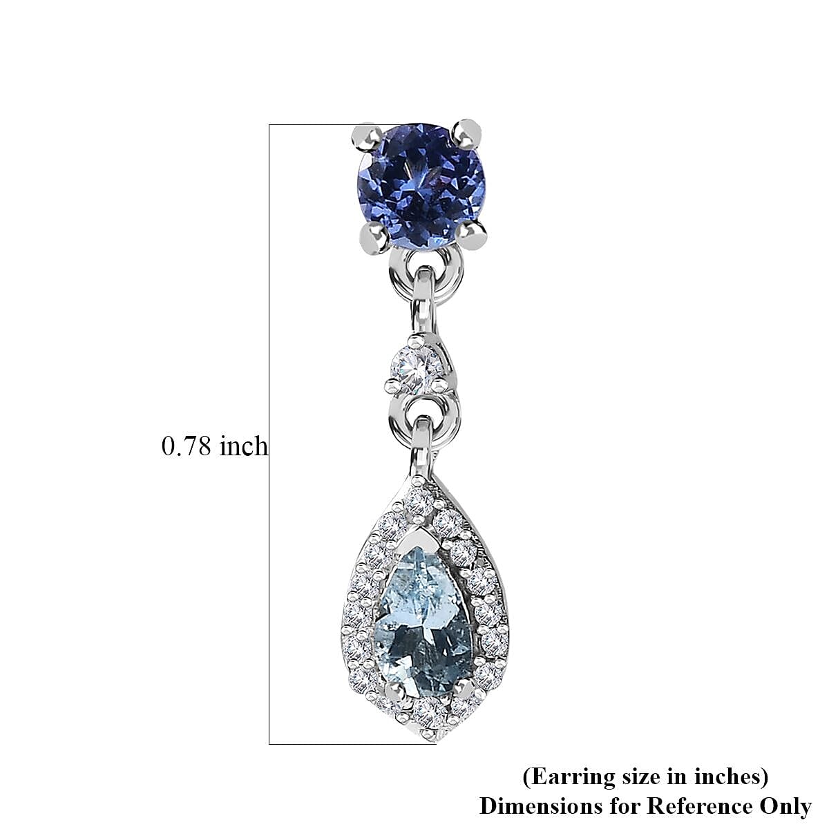 Santa Maria Aquamarine and Multi Gemstone Drop Earrings in Rhodium Over Sterling Silver 1.15 ctw