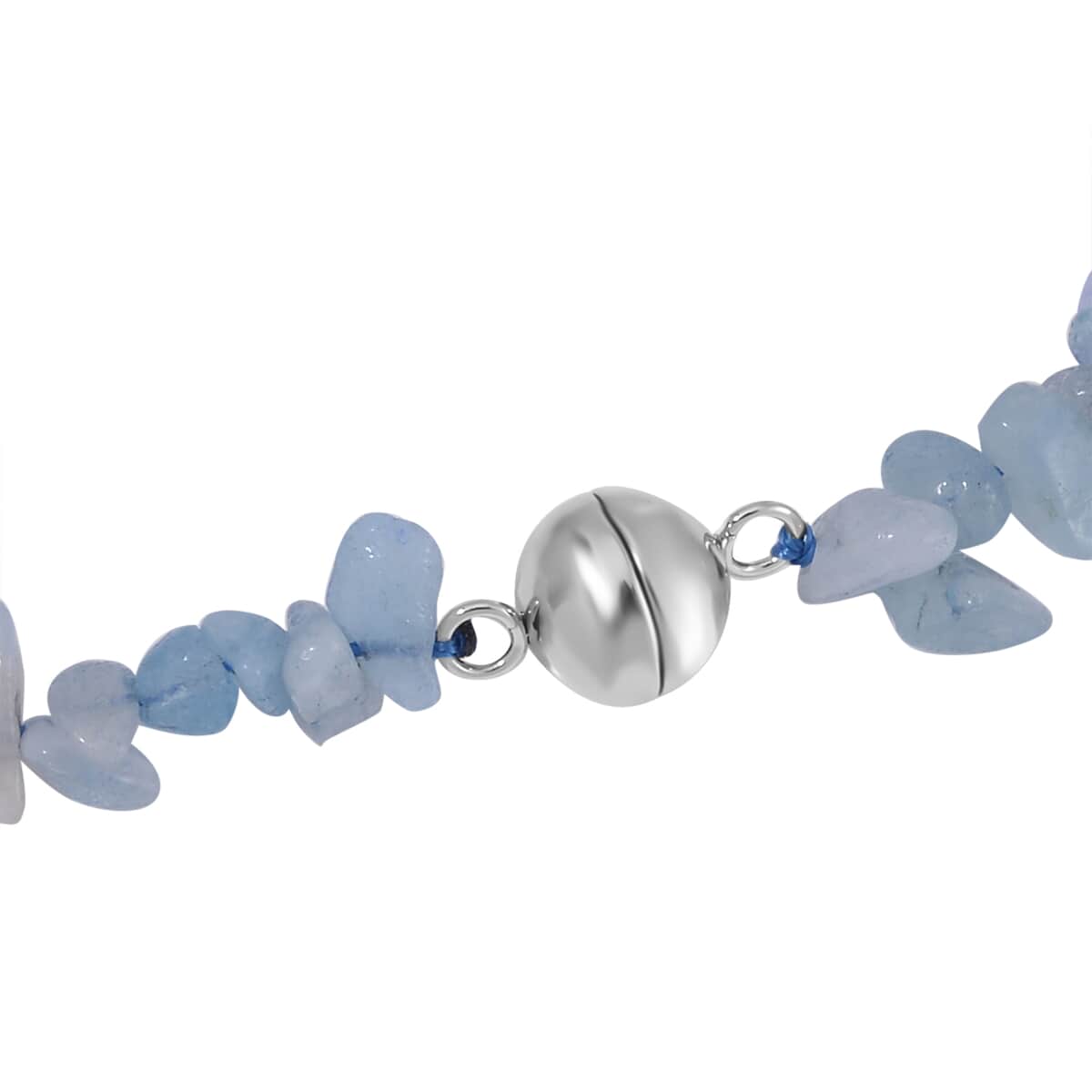 White Freshwater Pearl and Aquamarine Chips Necklace 20 Inches in Stainless Steel 90.00 ctw image number 3