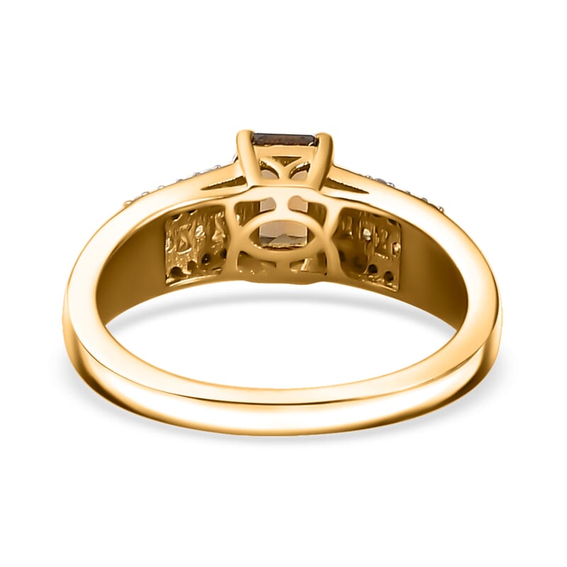 Golden Tanzanite and Multi Gemstone Wide Shank Ring in 18K Vermeil Yellow Gold Over Sterling Silver (Size 5.0) 1.00 ctw