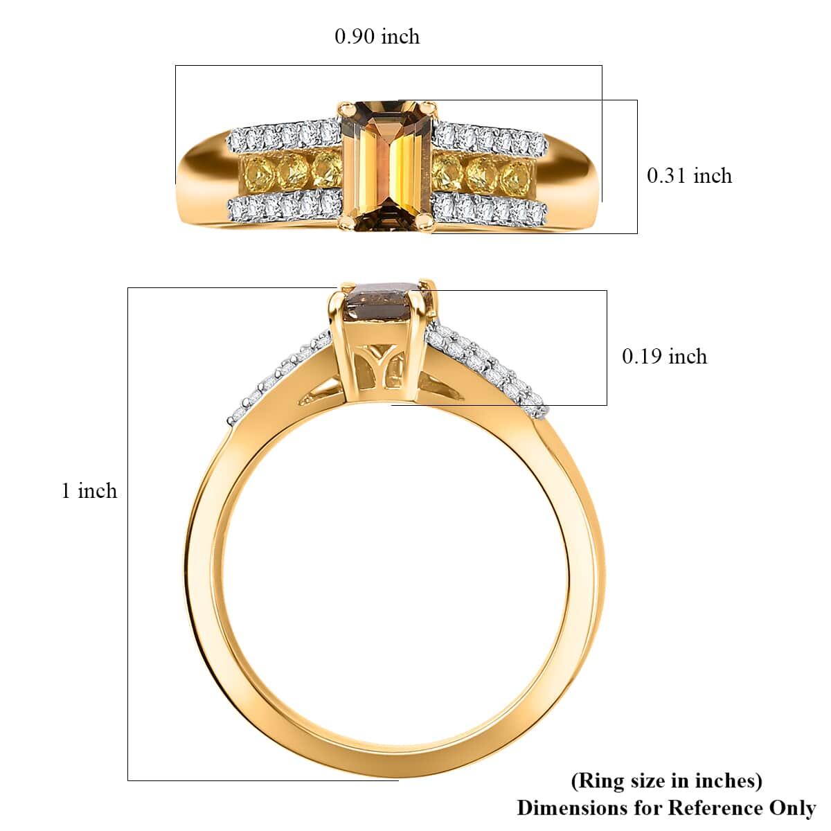 Golden Tanzanite, Multi Gemstone Ring in 18K Vermeil YG Over Sterling Silver (Size 7.0) 1.00 ctw image number 5