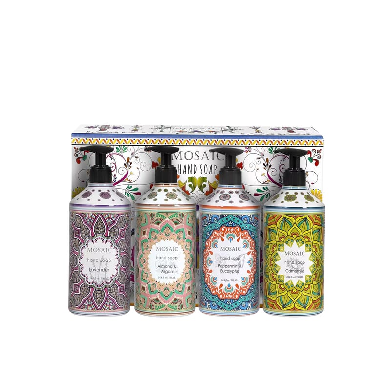 Mosaic Liquid Hand Soap Series- Olive Oil, Coconut & Hibiscus, Gardenia, and Orange Blossom (24.6oz Each)