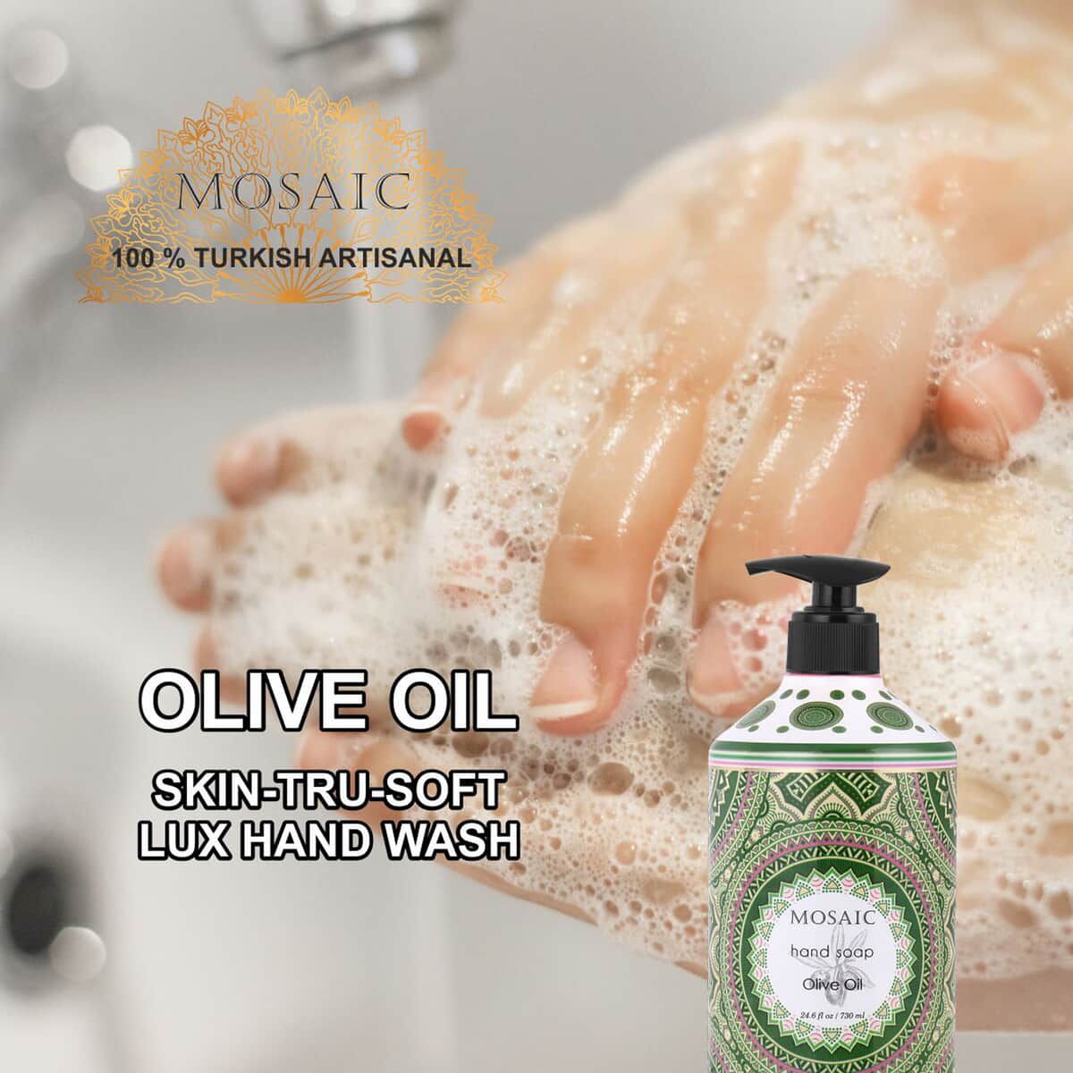 Mosaic Liquid Hand Soap Series- Olive Oil, Coconut & Hibiscus, Gardenia, and Orange Blossom (24.6oz Each) image number 4