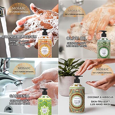Mosaic Liquid Hand Soap Series- Olive Oil, Coconut & Hibiscus, Gardenia, and Orange Blossom (24.6oz Each)