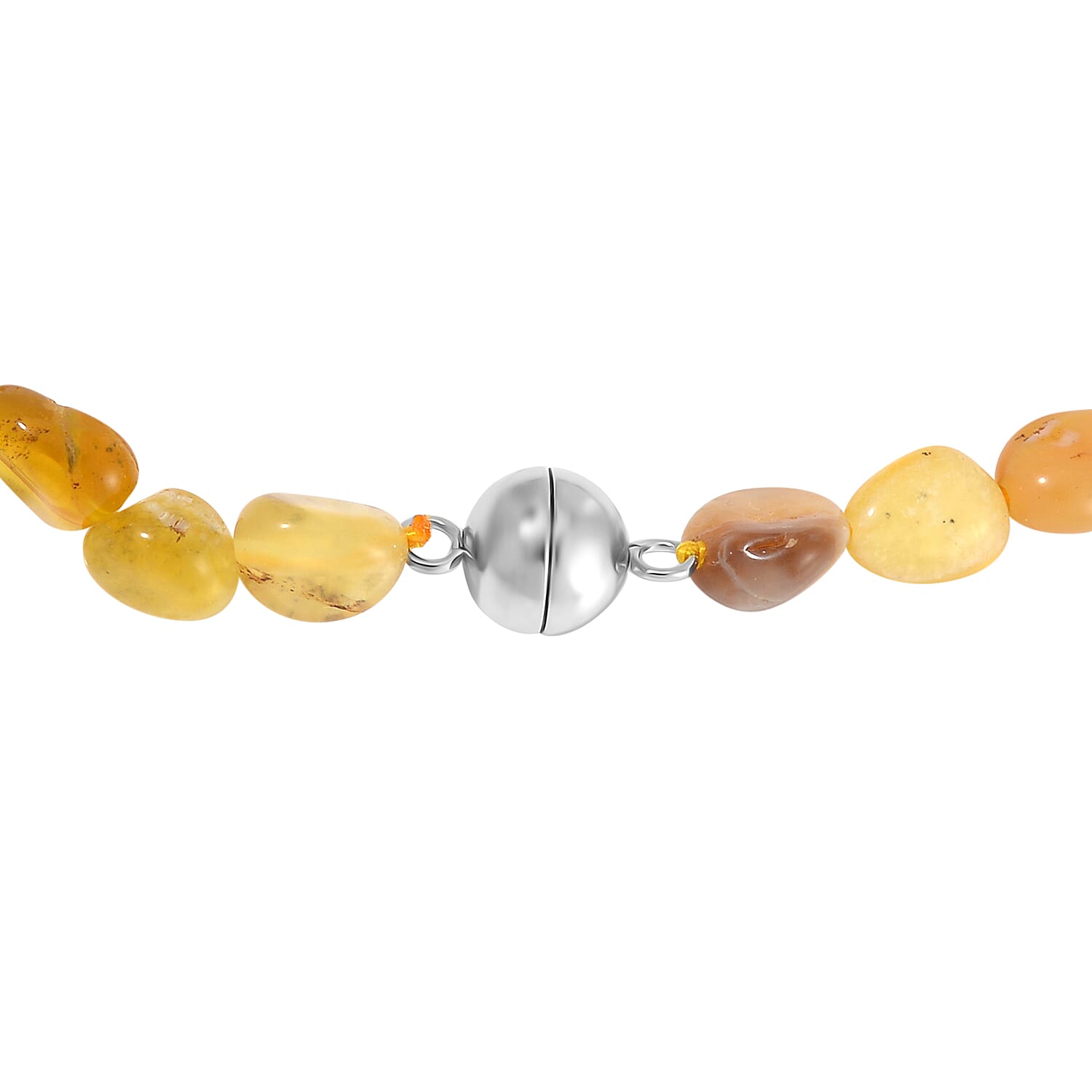 White Freshwater Pearl and Yellow Opal Chips Necklace 20 Inches in Stainless Steel 100.00 ctw