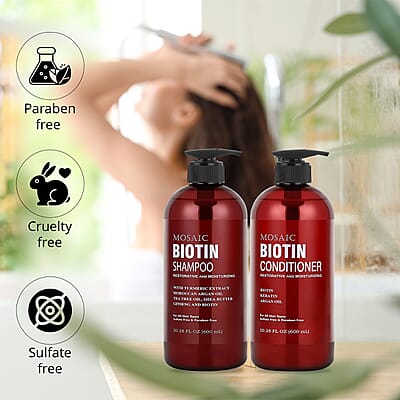 Mosaic Biotin Shampoo & Conditioner Set (20.28oz Each)