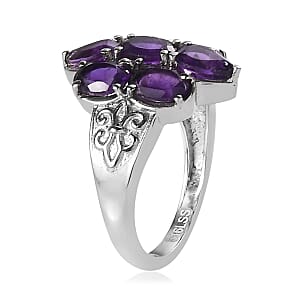 African Amethyst 2.90 ctw Ring in Stainless Steel (Size 10.0)