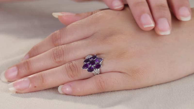 African Amethyst Ring in Stainless Steel (Size 10.0) 2.90 ctw