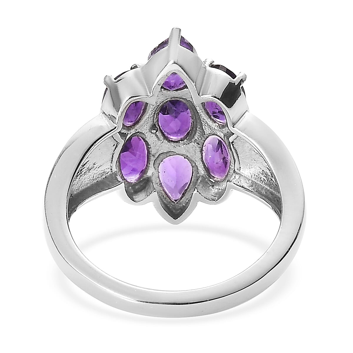 African Amethyst 2.90 ctw Ring in Stainless Steel (Size 8.0)