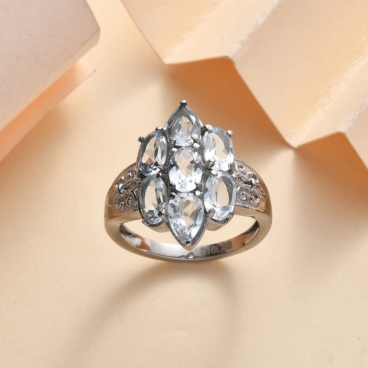 Sky Blue Topaz 4.40 ctw Ring in Stainless Steel (Size 10.0)  image number 1