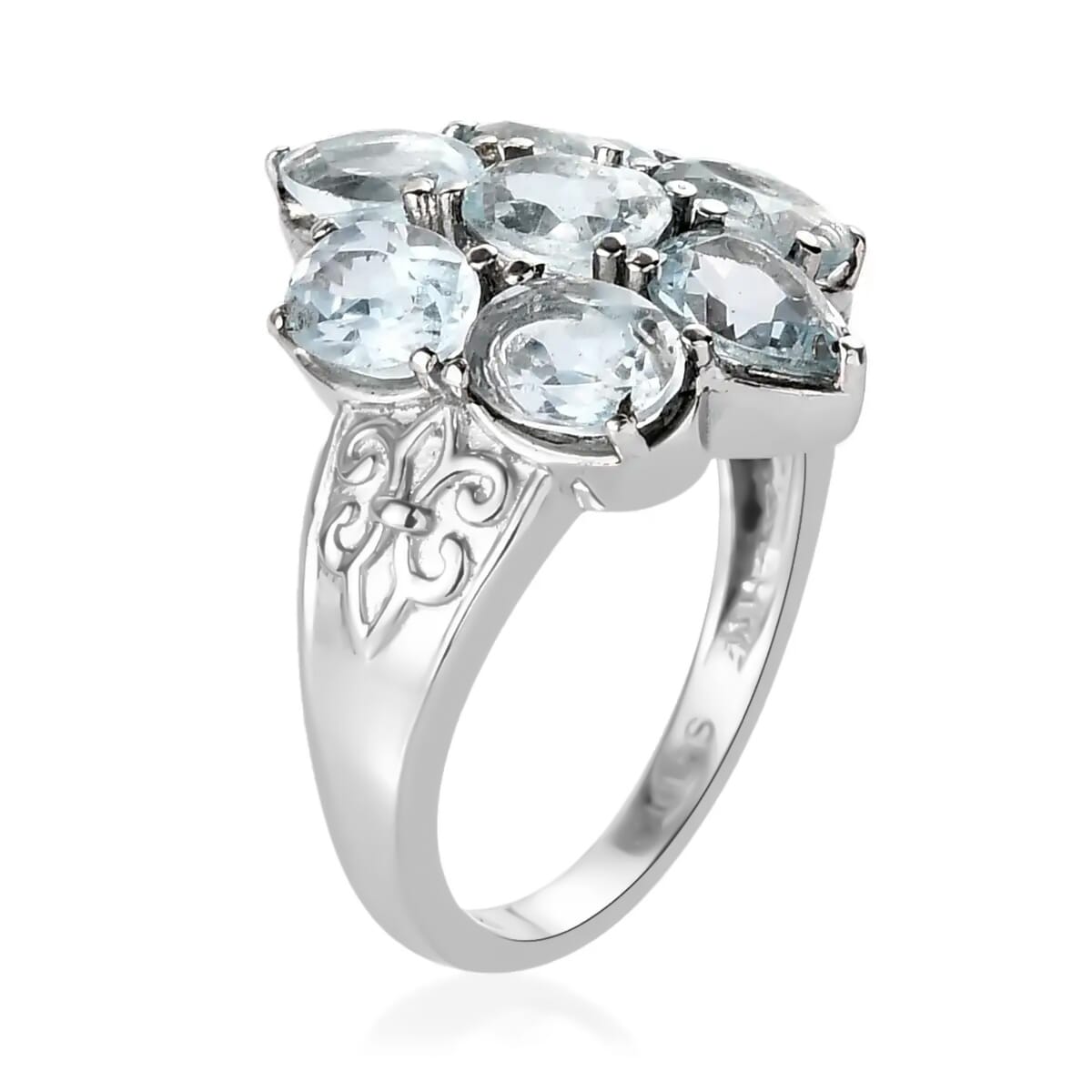Sky Blue Topaz 4.40 ctw Ring in Stainless Steel (Size 10.0)  image number 3