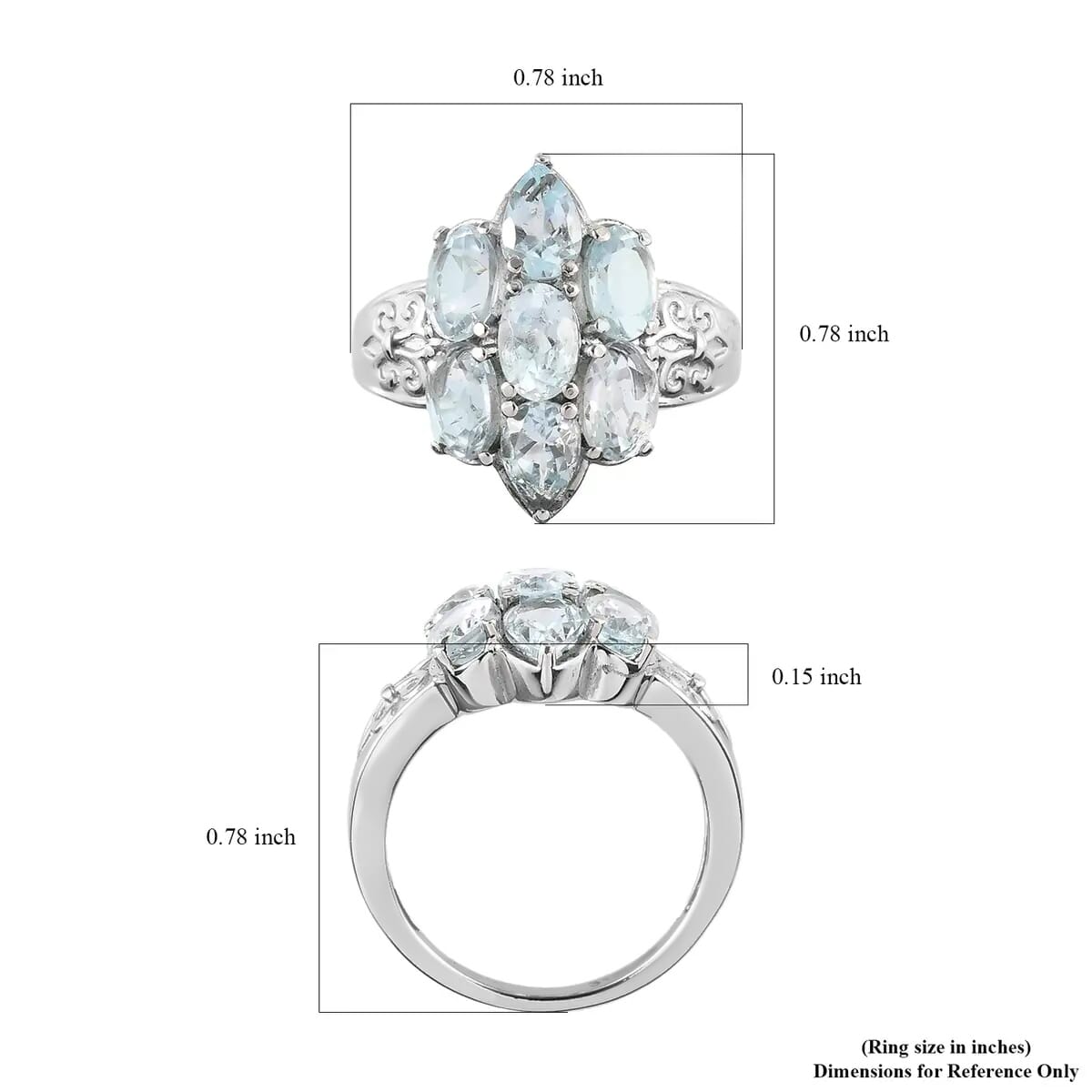Sky Blue Topaz 4.40 ctw Ring in Stainless Steel (Size 10.0)  image number 5