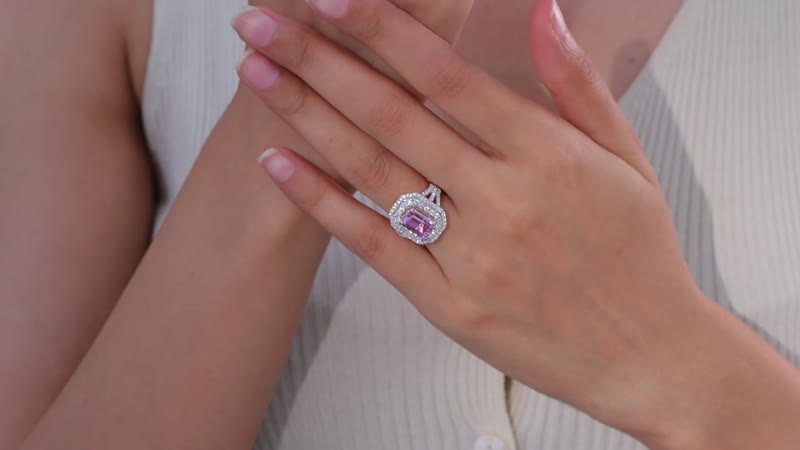 Patroke Kunzite, Moissanite Cocktail Ring in 18K Vermeil RG Over Sterling Silver (Size 10.0) 5.75 ctw