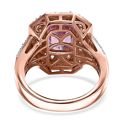 AAA Patroke Kunzite and Moissanite Cocktail Ring in 18K Vermeil Rose Gold Over Sterling Silver (Size 10.0) 5.75 ctw