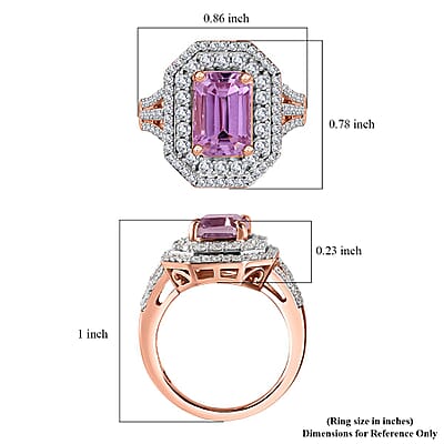 AAA Patroke Kunzite and Moissanite Cocktail Ring in 18K Vermeil Rose Gold Over Sterling Silver (Size 10.0) 5.75 ctw