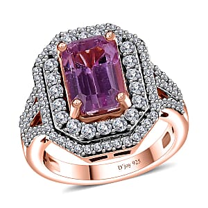 AAA Patroke Kunzite and Moissanite Cocktail Ring in 18K Vermeil Rose Gold Over Sterling Silver (Size 7.0) 5.75 ctw