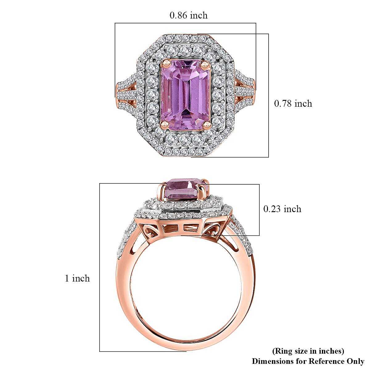 AAA Patroke Kunzite and Moissanite Cocktail Ring in 18K Vermeil Rose Gold Over Sterling Silver (Size 7.0) 5.75 ctw image number 5