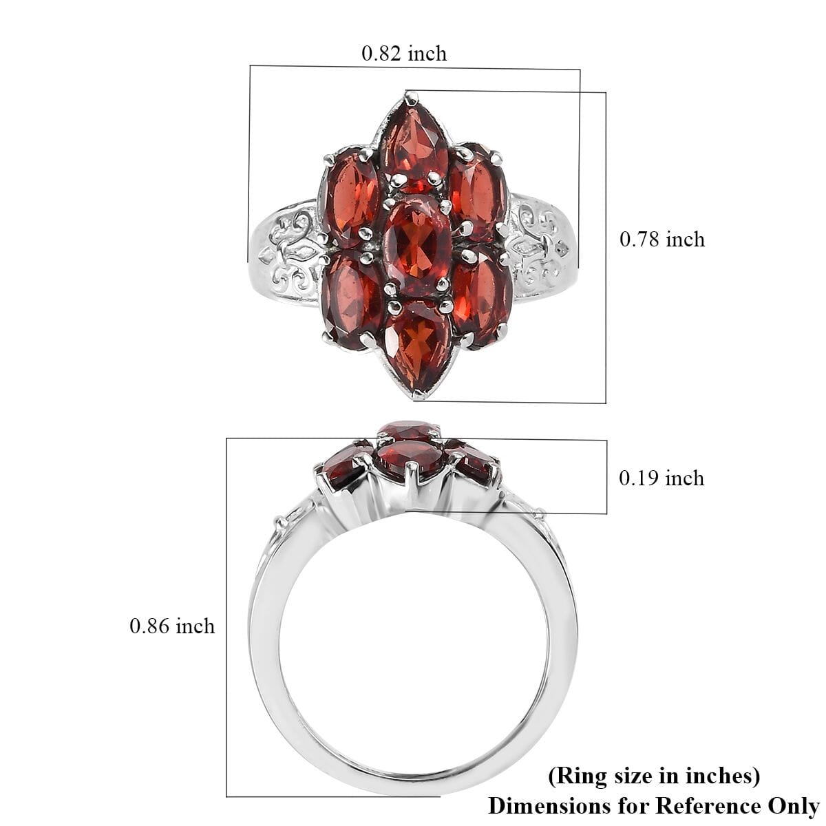 Mozambique Garnet 4.10 ctw Ring in Stainless Steel (Size 10.0) image number 5
