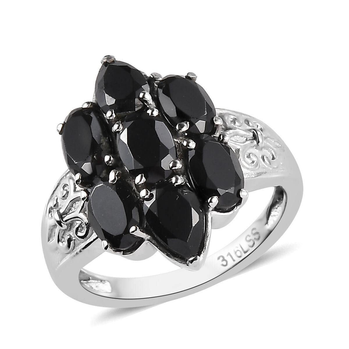 Thai Black Spinel 3.80 ctw Ring in Stainless Steel (Size 10.0) image number 0