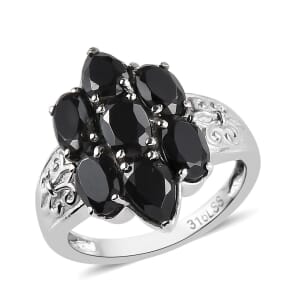 Thai Black Spinel 3.80 ctw Ring in Stainless Steel (Size 10.0)