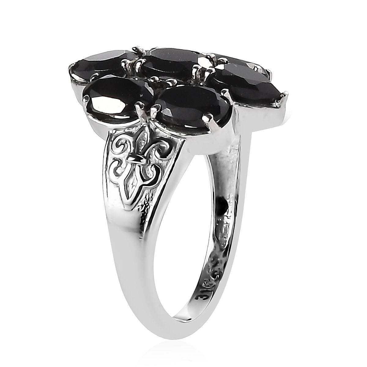 Thai Black Spinel 3.80 ctw Ring in Stainless Steel (Size 5.0) image number 3