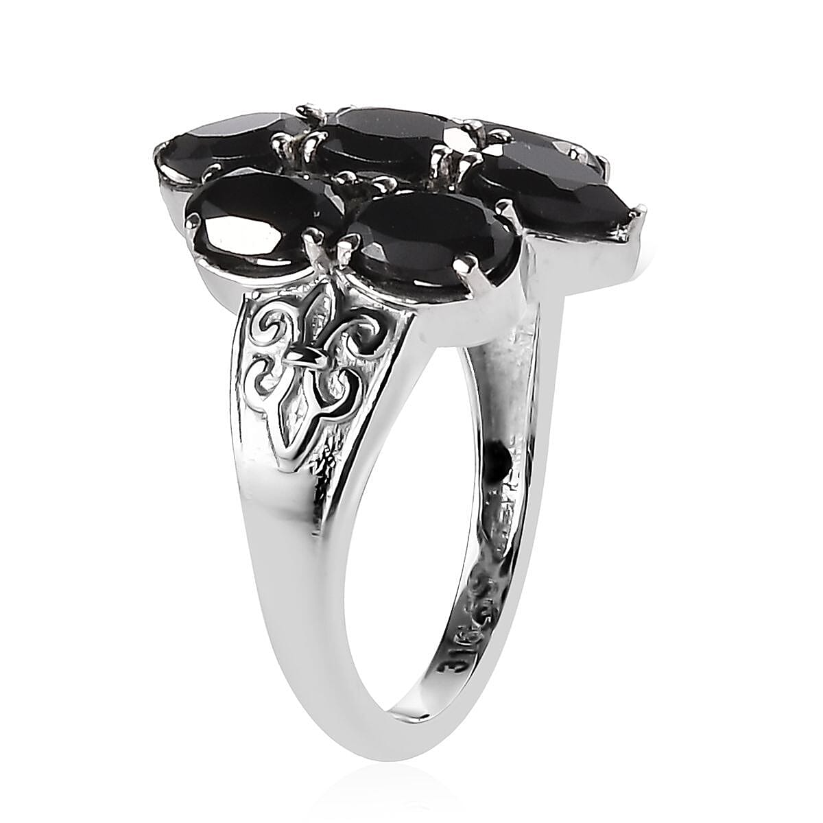 Thai Black Spinel 3.80 ctw Ring in Stainless Steel (Size 6.0) image number 3