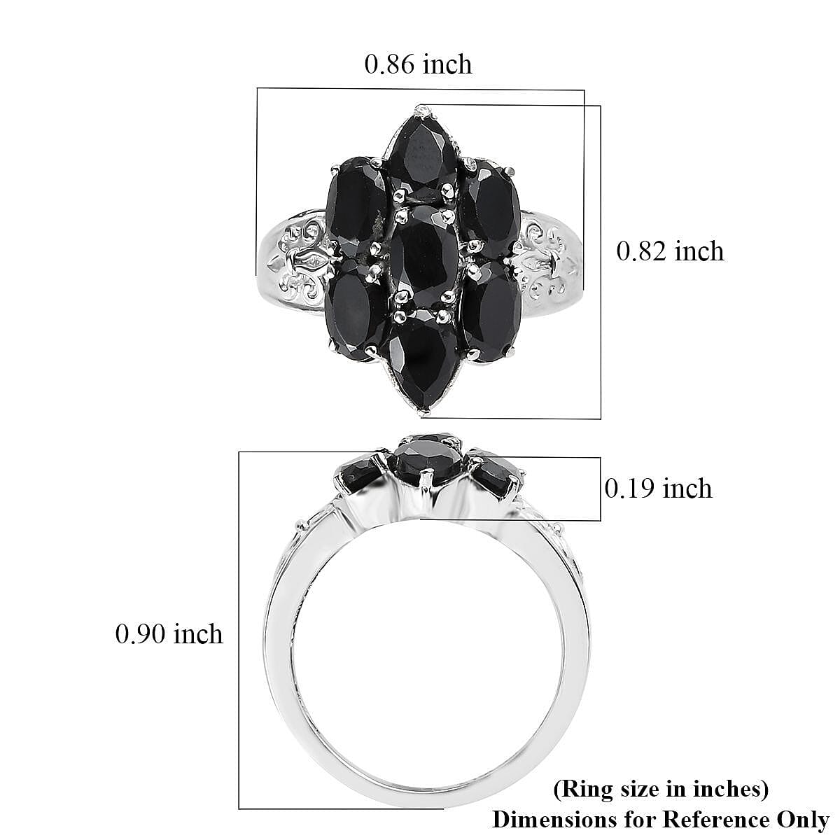 Thai Black Spinel 3.80 ctw Ring in Stainless Steel (Size 6.0) image number 5