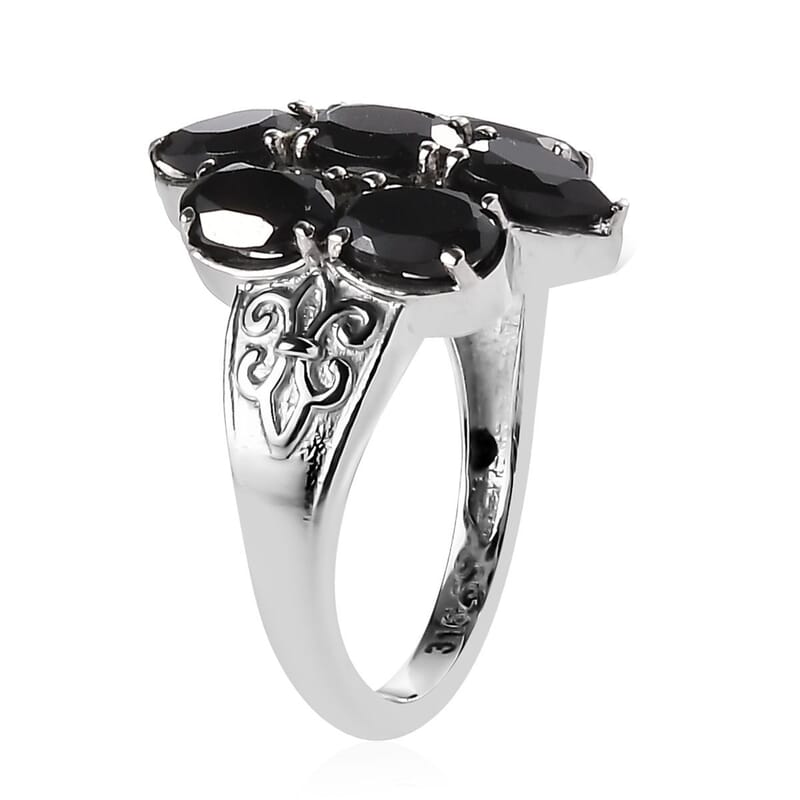 Thai Black Spinel 3.80 ctw Ring in Stainless Steel (Size 8.0)