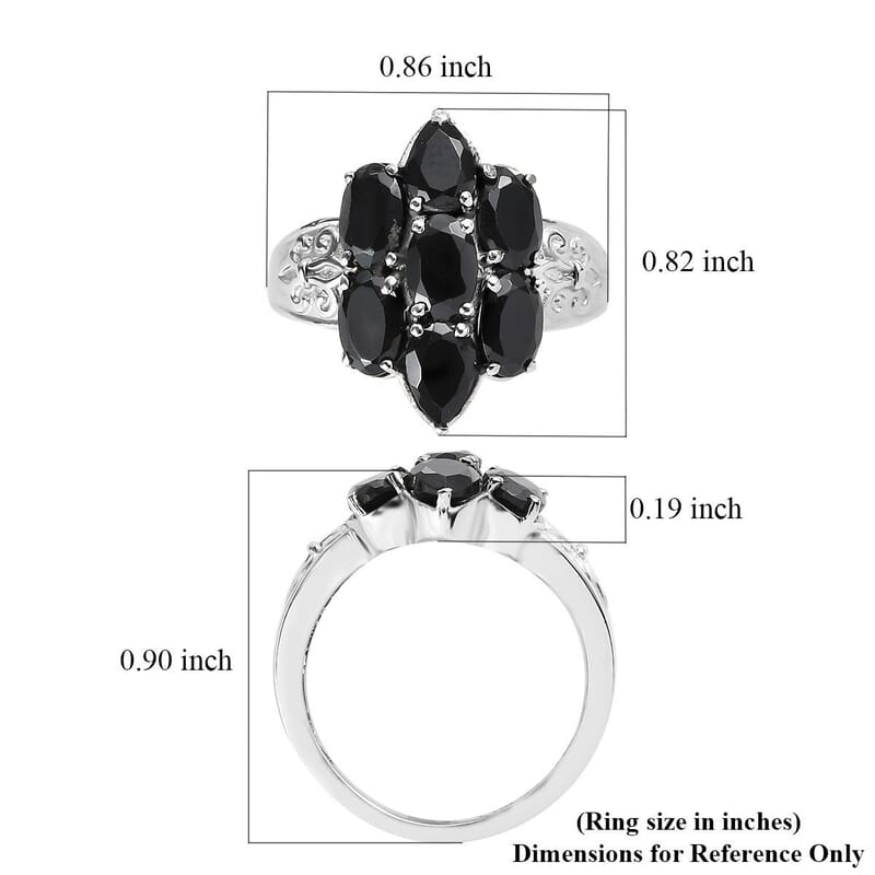 Thai Black Spinel 3.80 ctw Ring in Stainless Steel (Size 9.0)