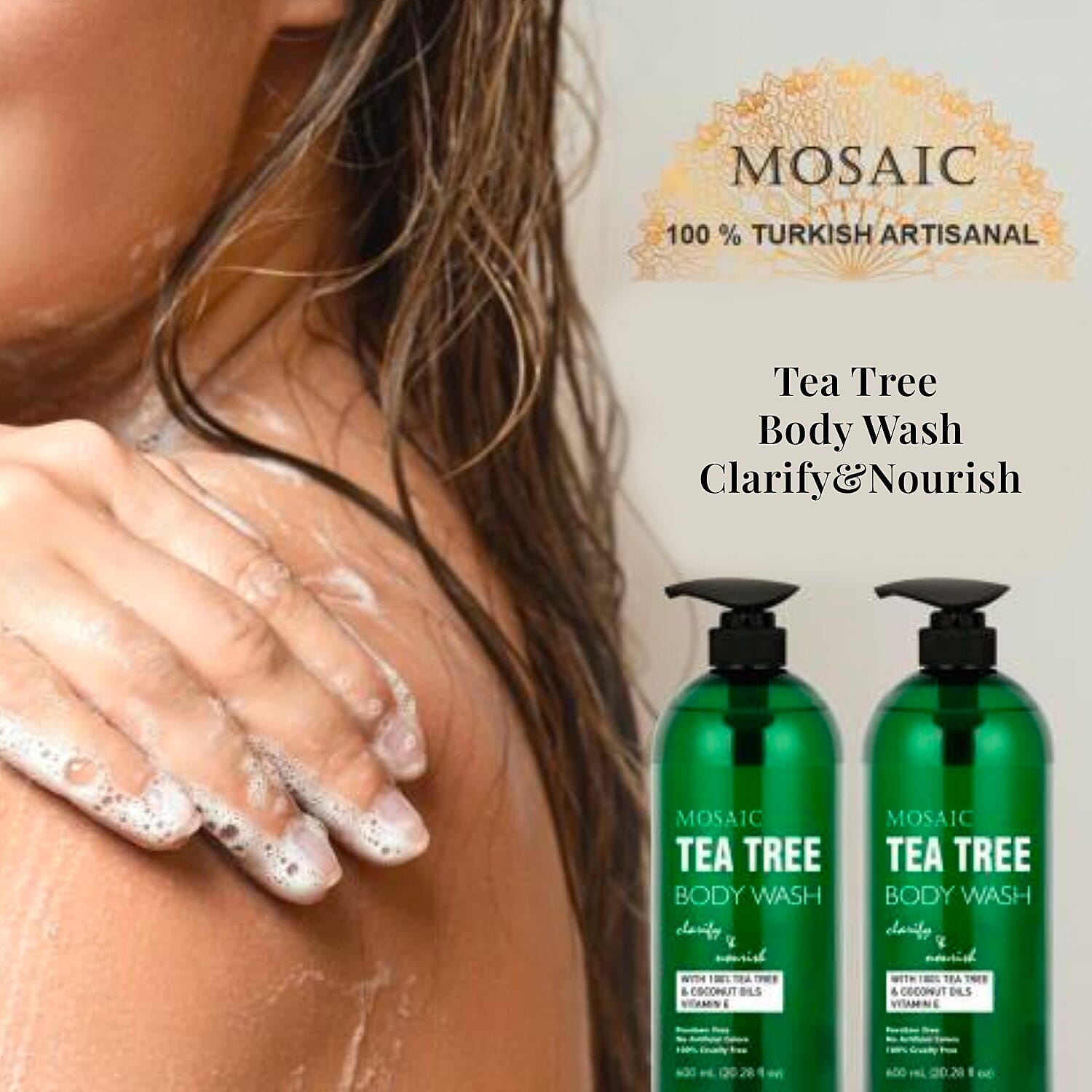 Mosaic Tea Tree Body Wash with Coconut Oil & Vitamin E(2x20.28oz)