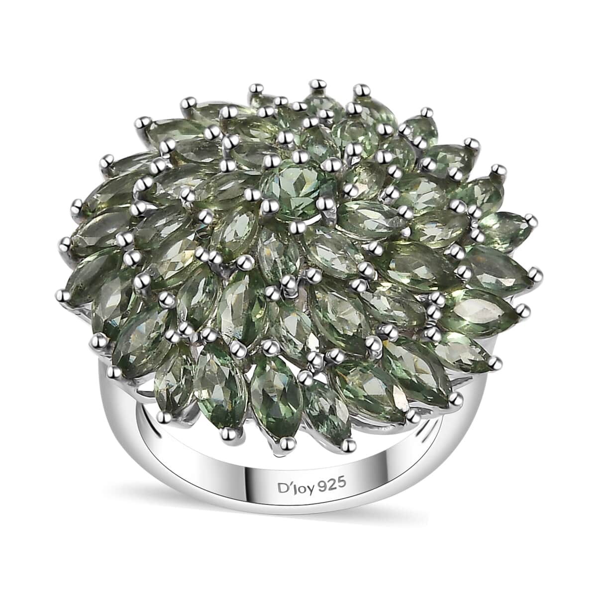 Premium Natural Green Apatite Floral Ring in Rhodium Over Sterling Silver (Size 10.0) 6.63 ctw image number 0