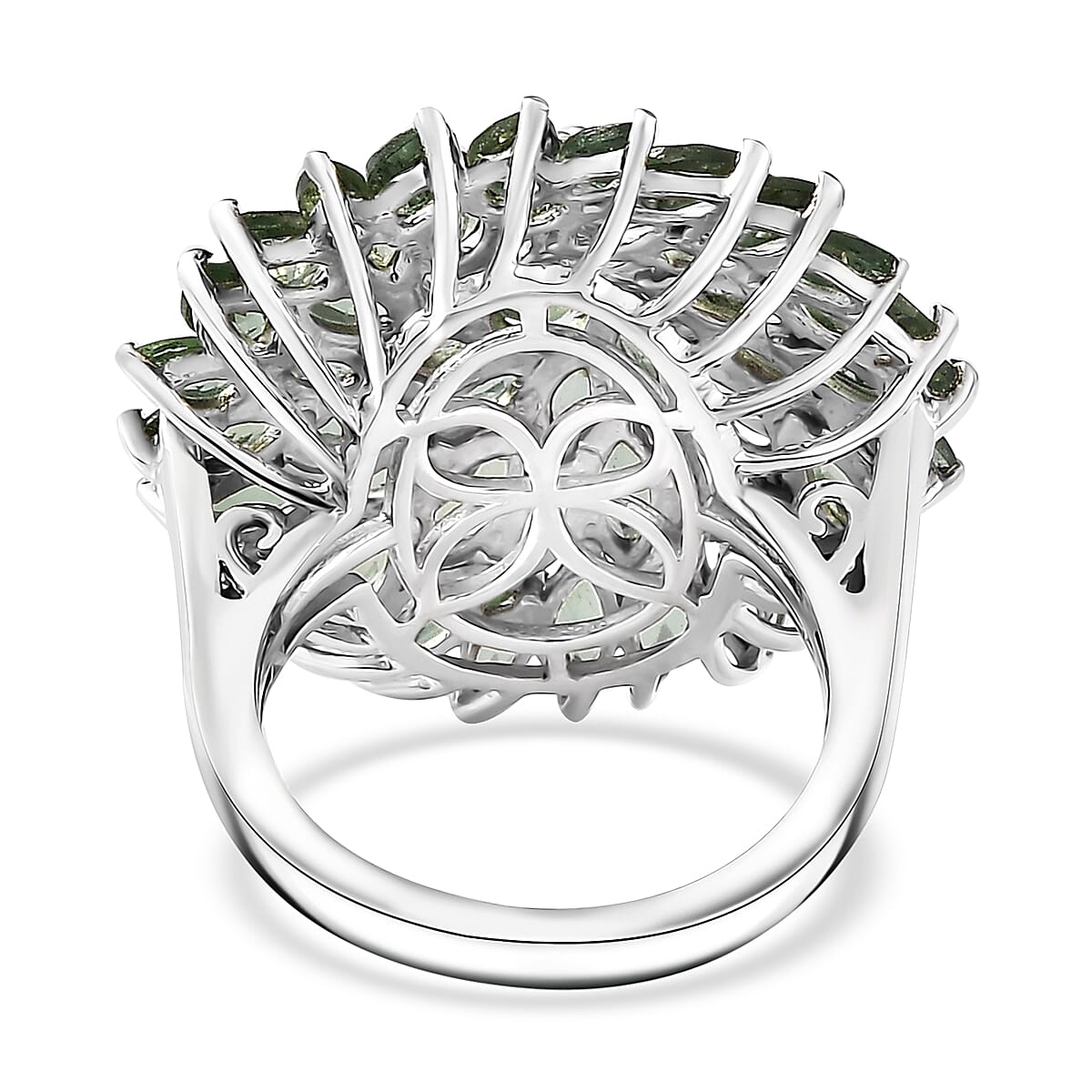 Andranomaro Green Apatite Floral Spray Ring in Rhodium Over Sterling Silver (Size 9.0) 6.50 ctw image number 4