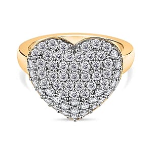 Moissanite 1.88 ctw Cluster Ring in 18K Vermeil Yellow Gold Over Sterling Silver (Size 10.0)