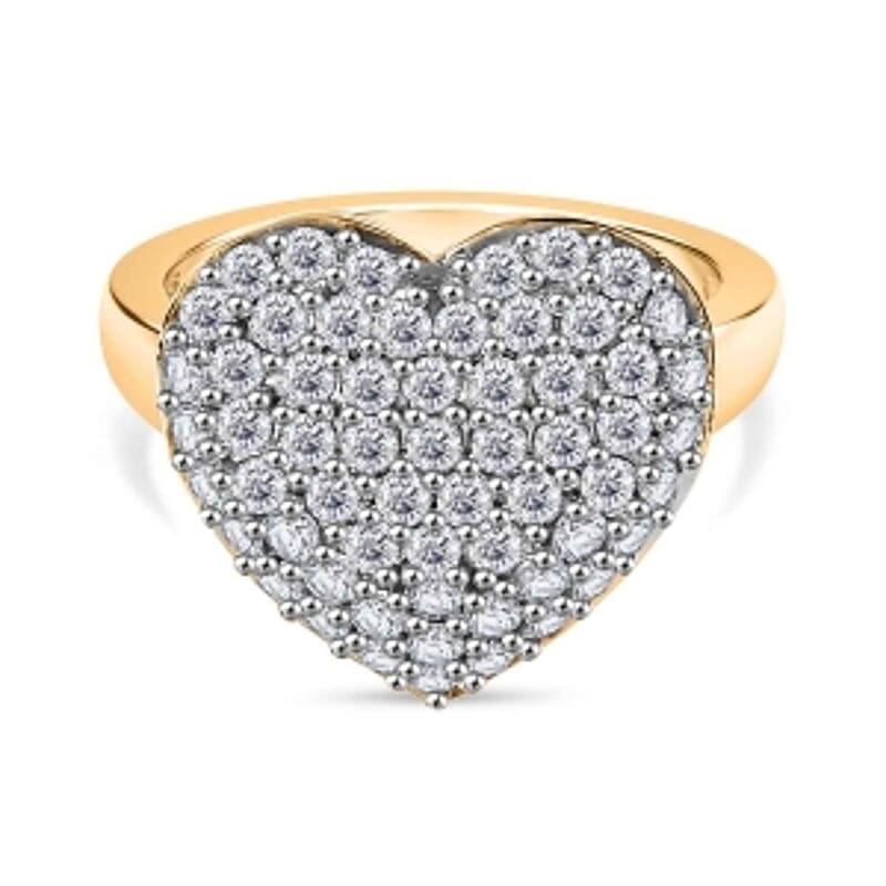 Moissanite 1.88 ctw Cluster Ring in 18K Vermeil Yellow Gold Over Sterling Silver (Size 10.0)