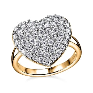 Moissanite 1.88 ctw Cluster Ring in 18K Vermeil Yellow Gold Over Sterling Silver (Size 10.0)