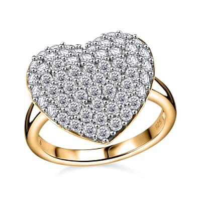 Moissanite 1.88 ctw Cluster Ring in 18K Vermeil Yellow Gold Over Sterling Silver (Size 10.0)