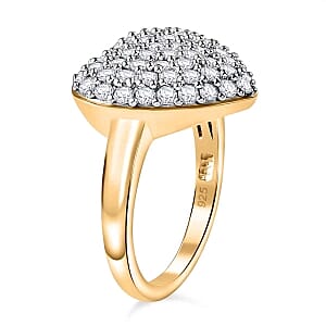 Moissanite 1.88 ctw Cluster Ring in 18K Vermeil Yellow Gold Over Sterling Silver (Size 10.0)