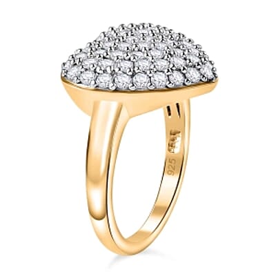Moissanite 1.88 ctw Cluster Ring in 18K Vermeil Yellow Gold Over Sterling Silver (Size 10.0)