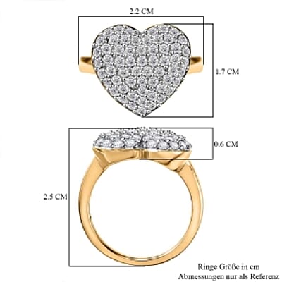 Moissanite 1.88 ctw Cluster Ring in 18K Vermeil Yellow Gold Over Sterling Silver (Size 10.0)
