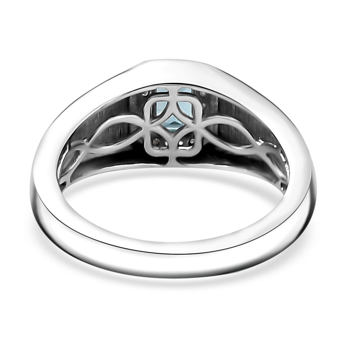 Betroka Blue Apatite and Moissanite Oceanic Men's Sailor Ring in Rhodium Over Sterling Silver (Size 12.0) 0.80 ctw image number 4