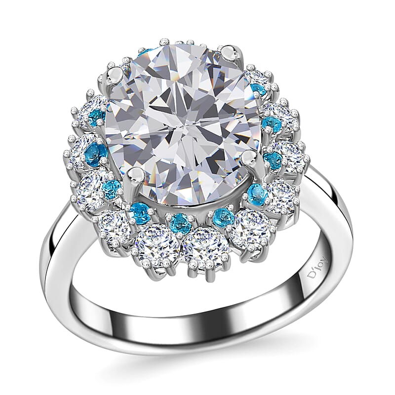 Brazilian Petalite and Multi Gemstone Sea Ring in Rhodium Over Sterling Silver (Size 10.0) 4.60 ctw
