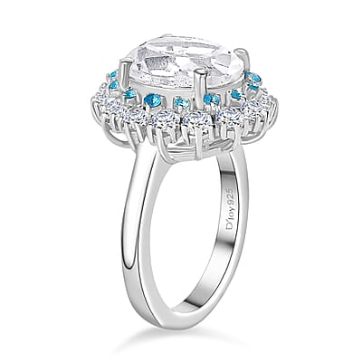 Brazilian Petalite and Multi Gemstone Sea Ring in Rhodium Over Sterling Silver (Size 10.0) 4.60 ctw