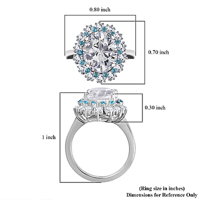 Brazilian Petalite and Multi Gemstone Sea Ring in Rhodium Over Sterling Silver (Size 10.0) 4.60 ctw