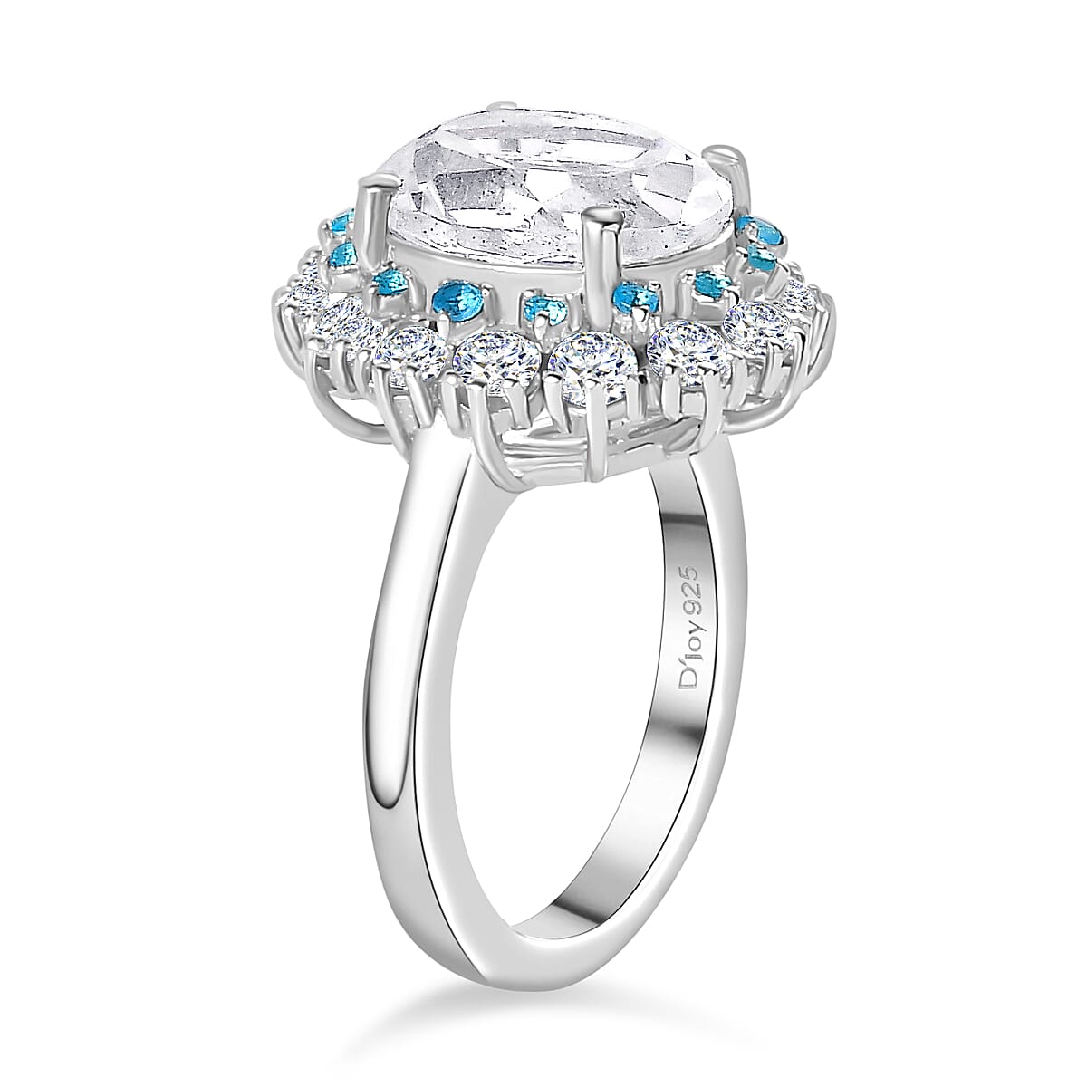 Brazilian Petalite and Multi Gemstone Sea Ring in Rhodium Over Sterling Silver (Size 9.0) 4.60 ctw image number 1