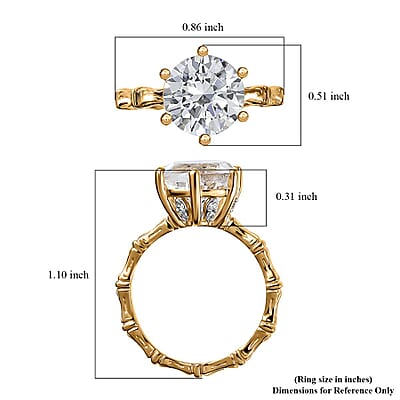 Brazilian Petalite and White Zircon Bamboo Ring in 18K Vermeil Yellow Gold Over Sterling Silver (Size 10.0) 3.40 ctw