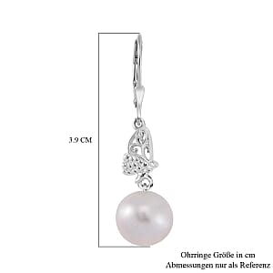 White Edison Pearl Fancy 10.00 ctw Earrings in Rhodium Over Sterling Silver