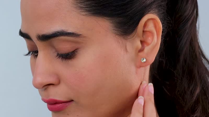 Brazilian Petalite Solitaire Stud Earrings in 18K Vermeil YG Over Sterling Silver 0.75 ctw